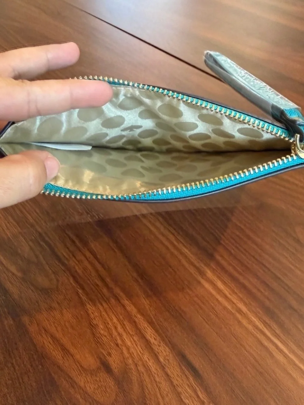 kate spade teal saffiano zip card holder wallet